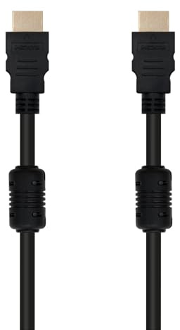 Blendend Cavo HDMI V1.4 con supporto ad alta velocità e canale Ethernet (HEC). Include nuclei in ferrite per ridurre le interferenze elettromagnetiche. Connettori A/M a A/M, lunghezza 5,0 metri.