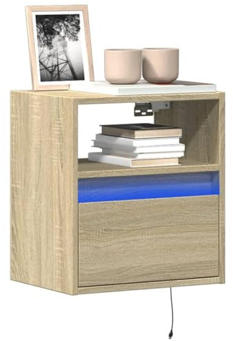 ShGaxin 852317 Meuble TV mural avec lumières LED en chêne Sonoma 41 x 31 x 45 cm