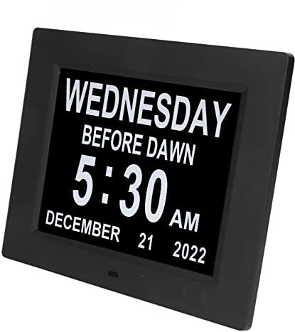 ZJchao Digitale Tagesuhr, Extra Großes Display, 5 Alarme, 8-Zoll-Digitaluhr, 8-Sprachen-Display, Automatisch Dimmbar, für Senioren, mit Medikamentenerinnerungen, Ideales (EU-Stecker)