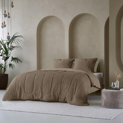 Zelesta Groovebed Teddy Bettbezug, ohne Bezug, flauschig und hypoallergen, waschbare Bettwäsche (Taupe, 140 x 200 cm)
