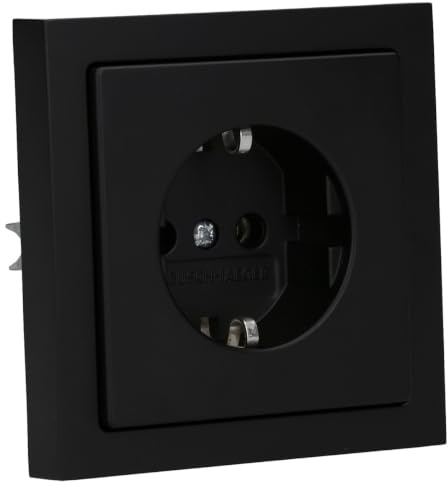 Busch-Jaeger future® linear Komplett-Set: 20 EUC-885 SCHUKO® Steckdosen-Einsatz + 1721-885K Abdeckrahmen 1-fach, Future Linear schwarz matt