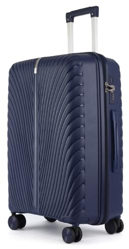 Fly Kite Luggage 24 Inch Medium Suitcase 100% Polypropylene Hard Shell with Aluminium Trolley Handle Real TSA 3 Digit Secure Lock 360° Smooth Wheels Lightweight Suitcase|Dark Blue