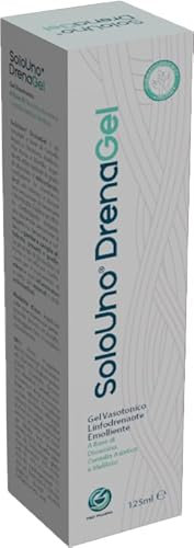 SoloUno® DrenaGel con Diosmina, Bromelina e Meliloto – Gel linfodrenante e vasotonico anticellulite | Stimola la circolazione e riduce la sensazione di pesantezza alle gambe – Made in Italy 125 ml