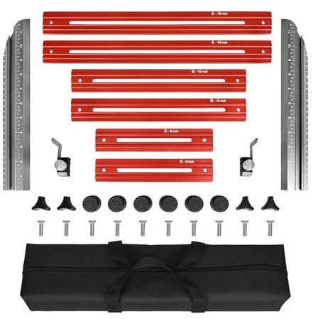 Qosigote New Stair Measuring Tool, Stair Tread Measuring Tool, Stair Tread Template Tool, Adjustable Stair Treads Gauge Stair Jig Measuring Stair Tool