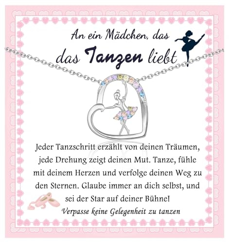 FAOMZQ Tanzen Geschenke für Mädchen, Ballett Geschenk Mädchen, Ballerina Halskette für Tanzliebhaberin, Tanz Kette für Tochter Schwester Enkelin Nichte zu Geburtstag Weihnachten Einschulung Aufführung