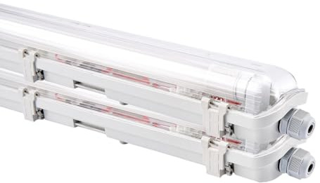 NCC-Licht 2x LED Feuchtraumleuchte Eco 60cm 9W Neutralweiß 4000K IP65 | Robuste Wannenleuchte mit effizienter T8 Röhre, ideal für Werkstatt Keller und Garage