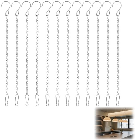 Dstarymnix ChaîNes De Suspension Pot De Fleurs, ChaîNes Suspension, Lot de 12 ChaîNes GalvaniséEs 25 Cm, Crochets S RéGlables, ChaîNe MéTal pour Paniers Suspendus, Lanternes, Mangeoires, Charge 5 Kg