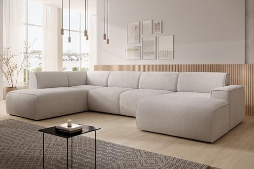 Canapé XXL AXLIVING en Forme U Didim Crème 378 cm de large, moderne et spacieux L