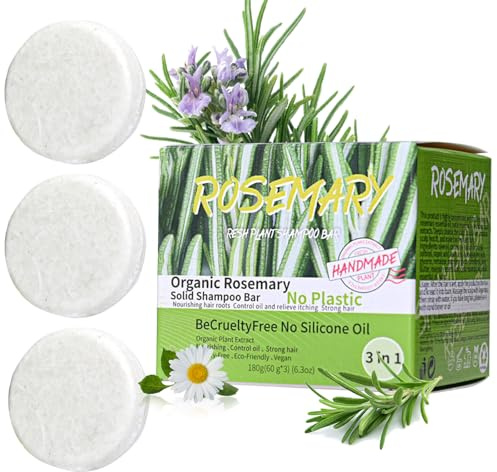 3 Pack Rosemary Hair Shampoo Bar, Deep Cleansing Scalp Solid Shampoo Bars, Natural Oil Control & Anti Hair Loss OrganicShampoo Soap, StrengthensHair, Bar Shampoo For ThinningHair for Women (Rosemary)