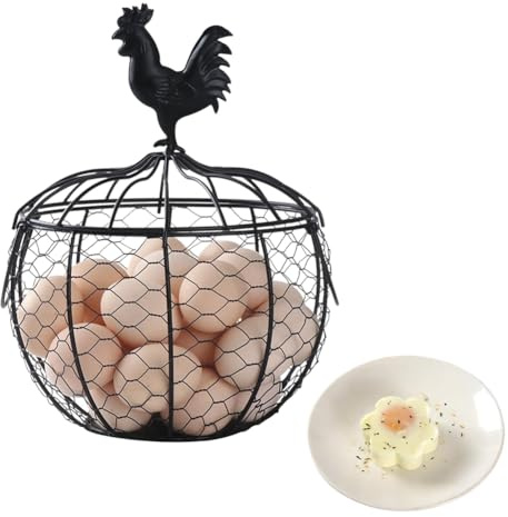 Eieenotee Draht Eierkorb zum Sammeln Von Frischen Eier Metall Hähnchen -Eier Sammeln Korb mit Bauernhaus Lagerregal