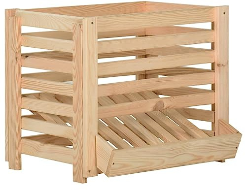 Generic Kartoffelbox 60 X 40 X 50 Cm, Massives Kiefernholz. Halten Sie Ihr Gemüse Organisiert mit Dieser Kartoffel-Aufbewahrungsbox, Stapelbarem System für Einfachen Zugriff, Belüftung für (60 x 40