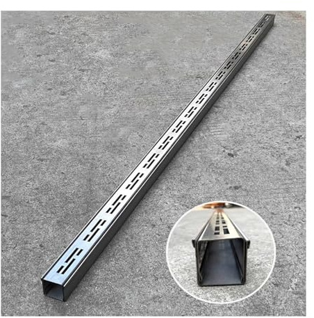 Stainless Steel Outdoor Drainage System - Shallow Channel Diverter & Slim Grate for Driveways Sidewalks Gardens Parking Lots - Efficient Water Management Solution