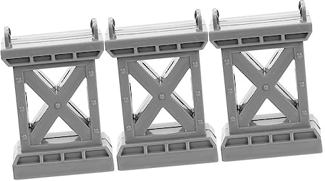 minkissy 3pcs Model Railway Bridge Pier Toy Set for Boys and Girls, Grey Simulation Train Bridge Support Accessories for Railway Scenery and Diy Track Building