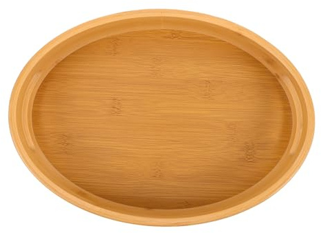 PAMINGONO Oval Wood Serving Tray with Ergonomic Handles Rustic Natural Grain Cheese Board Platter Bbq Dinner Platter for Fruits Bread Snacks Tea Easy Clean Generous Capacity Wooden Display