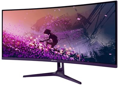 Arozzi Nova 34 Monitor Gaming Curvo VA UWQHD 3440×1440, 165 Hz, 1 ms, FreeSync, HDR, Ultrapanorámico, Altavoces Integrados – Purple