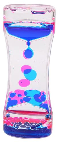Dpofirs Timer de Bulles de Mouvement Liquide, Acrylique Sensory Apaisant Fidget Jouet pour Enfants Adolescents, Relaxation Visuelle à Effet d'Huile de Sablier à Huile (Bleu Rose)