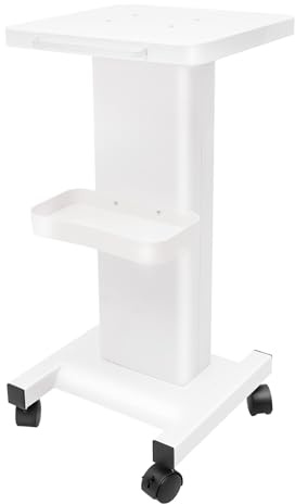 Chariot cosmétique professionnel avec étagère réglable en hauteur - Chariot à roulettes pour salons de coiffure et studio de beauté (capacité de charge de 60 kg) - Construction en aluminium/plastique