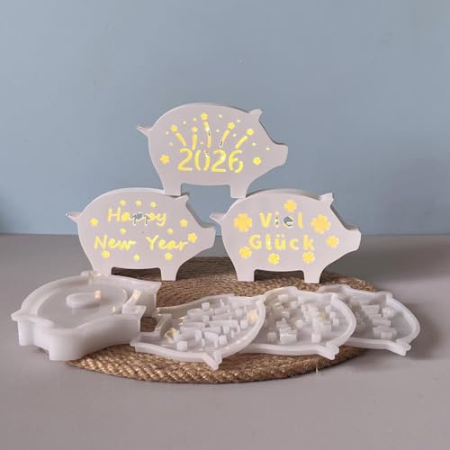 Skeadex Silikonformen Gießformen Schwein, 4 Stück Silikonform Glücksschwein Silikonform Weihnachten 2026 Neu Gießform Schwein Gießformen Silikon Weihnachten Giessformen Silikon Tier (A)