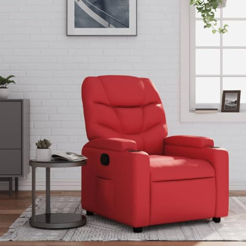Frdhee Sessel Wohnzimmer Sitzsessel,Relaxsessel Rot Kunstleder,Meditationsstuhl für Wohnzimmer Schlafzimmer Büro Wohnung