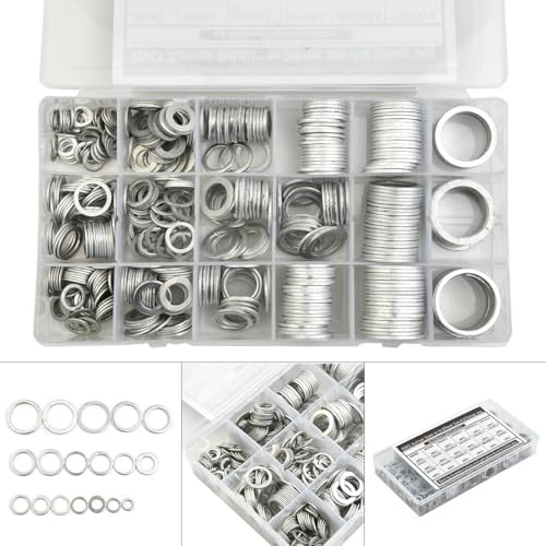 450pcs Scarico Olio Alluminio Rondella Guarnizione Usura 450pcs 450 pezzi Plastica Alluminio Olio adatto per lo stoccaggio progettato per un uso duraturo con una corretta durata e coerente