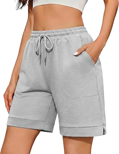 Aseniza Women's Running Shorts Gym Athletic Jogging Ladies Sports Sweat | Jersey Casual High Waist Bermuda Activewear Fitness Summer with Pockets S-XXL