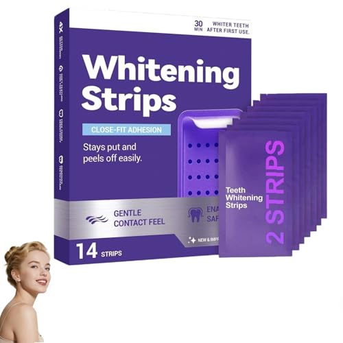 Whitening Strips, 14 Stück Purple Whitening Strips, Bleaching Zähne Aufhellen, Zahnaufhellungsstreifen für weißere Zähne, Zahnschmelz sicher, Keine Empfindlichkeit (14 Stück)