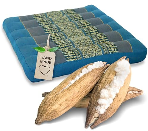 livasia seat cushion small - 14x14x2.4″ - Floor cushion indoor/outdoor, Meditation yoga cushion, Pallet furniture chair cushion, Stitched cushion for chair bench hand made (Light Blue)