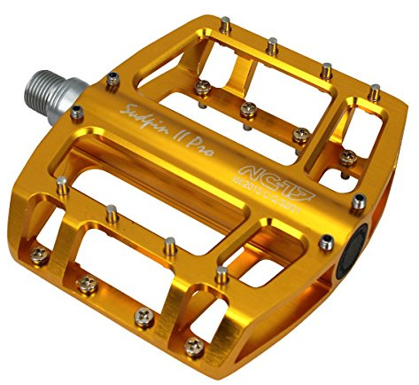 NC-17 Sudpin II Pro aluminiumplattformspedaler cykelpedaler MTB/mountainbike/BMX-pedal två kullager + Cr-Mo axel/inkluderar Zpins, pedal Sudpin II Pro, guld