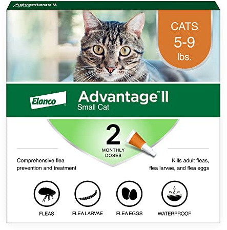 Advantage II Small Cat Vet-Recommended Flea Treatment & Prevention | Cats 5-9 lbs. | 2-Month Supply