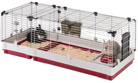 FERPLAST - Meerschweinchen Käfig - Hasenkäfig - Kaninchenkäfig - Häuschen und Zubehör Inklusive - Viel Platz für Kaninchen - Öffnenden & Modular 142 x 60 x h 50 cm - Krolik, 140