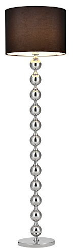 lux.pro Lampada da Terra Alta 155 cm Lampada a Stelo con Sfere Decorative Piantana con Paralume Cilindrico in Tessuto Nero