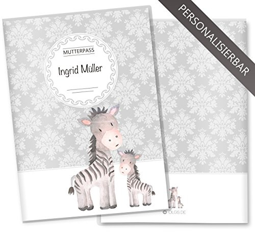 OLGS Mutterpasshülle personalisierbar | 3-teilig Black & White | Schutzhülle für den Mutterpass | Geschenkidee für Schwangere (Hülle für den deutschen Mutter-Pass personalisiert, Zebra)