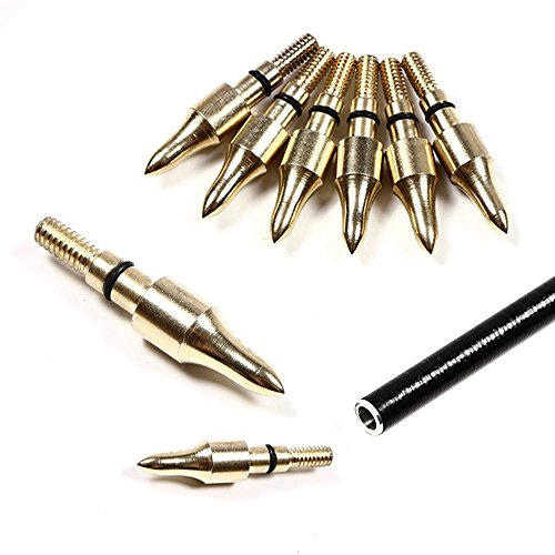 Huntingdoor 12 Stück Bogenschießen Pfeilspitzen 5/16'' Projektilspitzen Edelstahl Ziel Pfeil Tipps Jagdspitzen 100 Grains Broadheads für Pfeil und Bogen