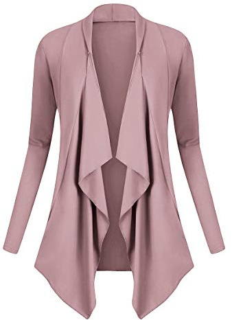 Urban GoCo Damen Strickjacke Cardigan Langarmshirt Wasserfall Strickmantel (XXL, Lavender)