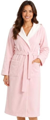 Morgenstern Bademantel Damen Frottee Baumwolle Kapuze Leonie | 100% Baumwolle, weicher Frottee, Kapuze, Taschen und Bindegürtel – geprüft auf Schadstoffe, ideal für Sauna und Zuhause