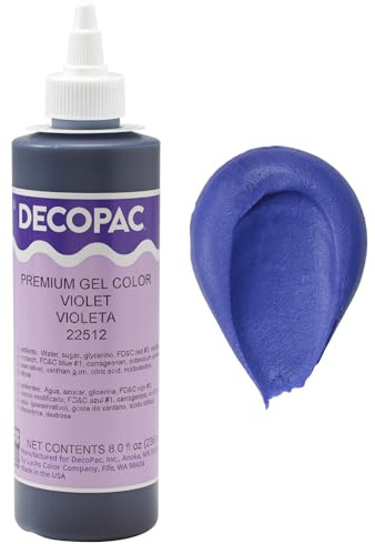 DecoPac Premium Gel Food Coloring | Violet Food Coloring For Baking | 8oz | Color Buttercream, Fondant, Frosting & Piping Gel, Food Safe, Highly Concentrated Gel, 8 oz - Violet