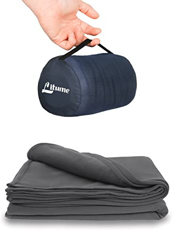 Litume Ultraleichte Reisedecke und atmungsaktiv, 170 x 122 cm weiche Flugzeugdecke für Reisende, Faltbare Campingdecke mit Packsack für Reisen, Bahn, Flugzeug, Auto, Camp