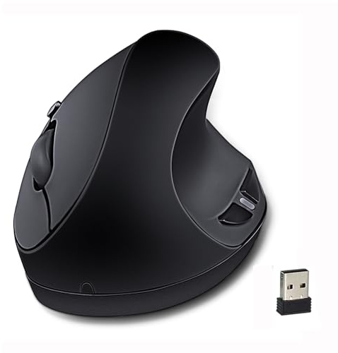 SUNGI Ergonomic Wireless Mouse,Vertical Mouse 2.4GHz Optical Mice with Adjustable DPI for Carpal Tunnel Right Hand,Black