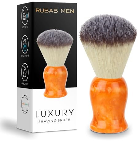 RUBAB MEN Premium Soft Shaving Brush for Men |FireFly Edition| Experience Luxury Shaving with Cruelty-Free Bristles & Vibrant Orange Ergonomic Handle | Handcrafted with Passion in India