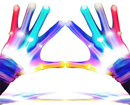 GLEDLOVES LED Gloves for Kids, Teens & Adults - Finger Light Gloves with 5 Colors/6 Modes - Perfect for 9-12 Year Old Boys & Girls - Ideal for Halloween & Christmas Parties