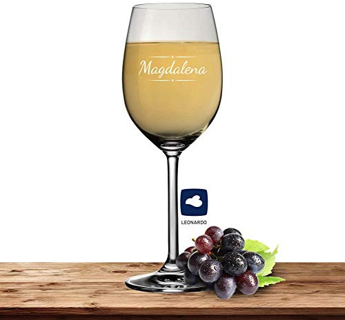 Deitert Leonardo Weißweinglas mit Namen oder Wunschtext graviert, 370ml, Daily, personalisiertes Premium Weinglas in Gastroqualität (Verzierung 03)