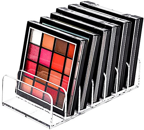 JessLab Eyeshadow Palette Makeup Organizer, Acryl 7-Section Divided Make up Organizer und Lagerung für Bad Eitelkeit Arbeitsplatte, Transparent, S