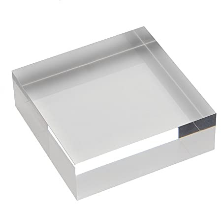 Quadratischer Acrylblock 10x10x2cm transparent glänzend poliertes Acrylglas | 100x100x20mm, massives Acrylglas, Glasklar, Kanten diamantpoliert