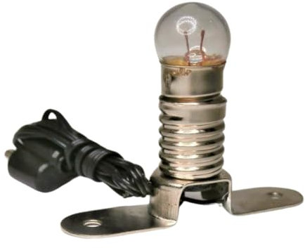 BELI-BECO 435 Skalenlampe für Puppenhaus oder Krippe mit Beleuchtung - Krippenbeleuchtung - klare Glühlampe mit Stegfassung E 10-4,5 V - 0,2A mit 400 mm Litze und Doppelstecker (Schwarz)
