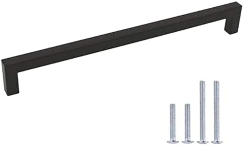 LONTAN 1 Stück Möbelgriffe Schwarz 320mm Griffe für Küchenschränke, Küchengriffe Schwarz Küchengriffe Moderne Schubladengriffe Schrankgriffe Edelstahl Küche Griffe