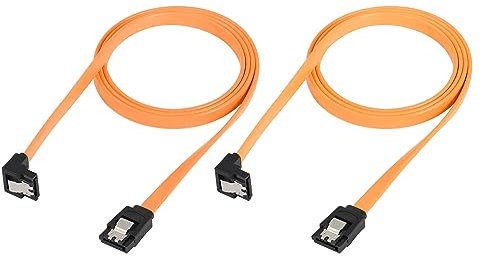 QIANRENON 2 cables SATA 3.0 (100 cm), cable SATA 3.0 de 90 grados en ángulo recto con giro plano, 6,0 Gbps, para disco duro SATA HDD, SSD, unidad de CD. amarillo. 100 cm/39,37 pulgadas