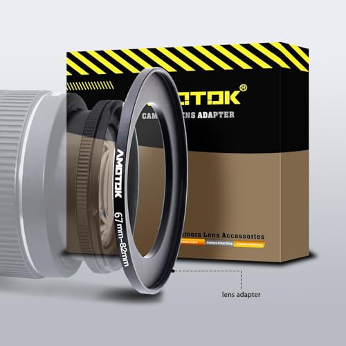 67mm Objektiv auf 82mm Kameraobjektiv-Adapter,67mm auf 82mm Filter-Step-Up-Ring-Adapterring,kompatibel mit Allen 82 mm Filter-Zubehör.Hergestellt aus CNC-gefrästem(67-82mm)
