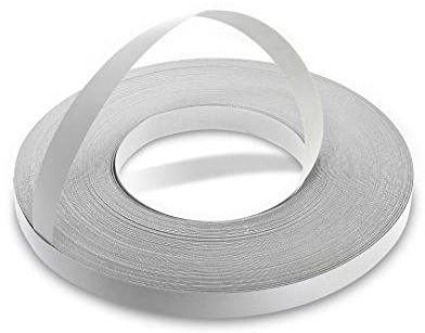 WoodPress® 19mm Grey Pearl Pre-Glued Melamine Edging Tape 50m | Edge Banding Trade Roll, Hot-Melt Glue, Professional Flexible Trim for Furniture Making, Cabinet & Shelf Finishing, Iron-On