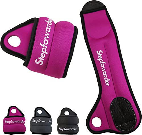 Stepfowarder 0.5 kg - 1.5 kg Gewichtsmanschetten Paar für Handgelenk mit Daumenschlaufe, 3 Farben für Universal Fußgewicht & Handgewicht, Ankle Wrist Weights (2 * 0.5KG - Rosarot)