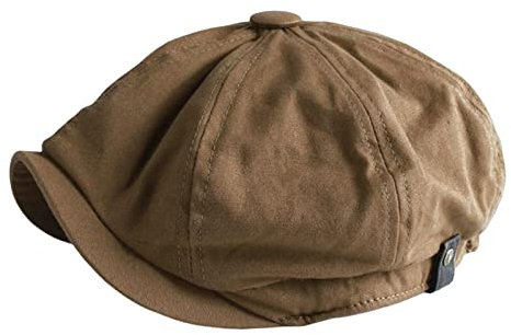 Baoblaze Atmungsaktiver Ballonmütze für Herren, lässige Kopfbedeckung mit Visier, Retro-Stil, achteckiger Flacher Hut, Cabbie-Hut für den Urlaub, Herbst, braun l